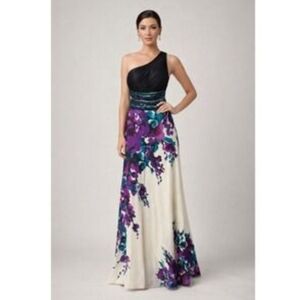 Cache vintage Y2K one shoulder open back floral gown